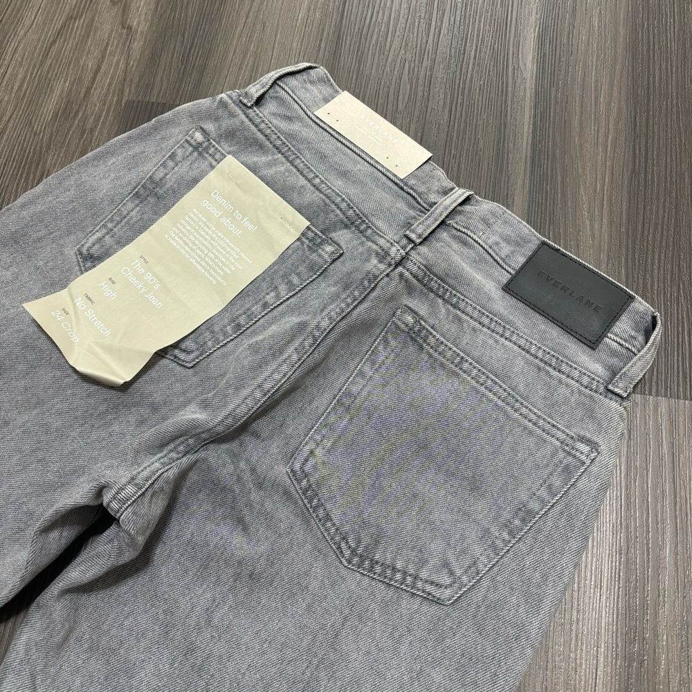 Everlane The 90’s Cheeky Jean Womens Size 24 Crop Gray Button Fly Organic Cotton